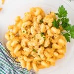 overhead photo of Butternut Squash Pasta in a bowl