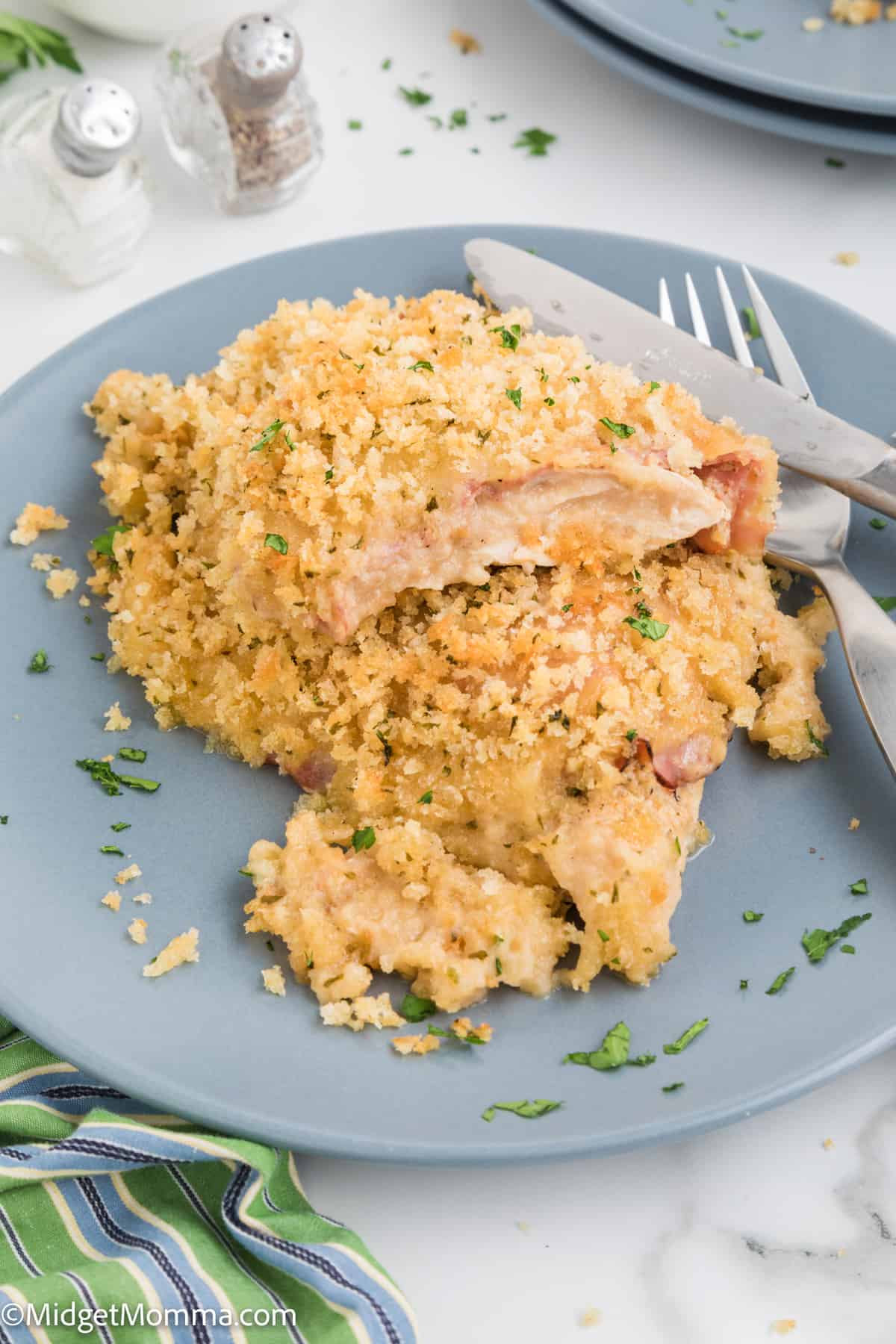 Chicken Cordon Bleu Casserole on a plate