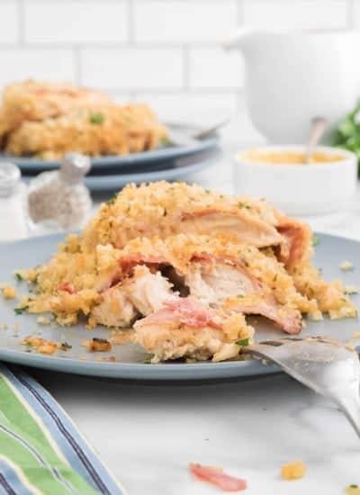 Chicken Cordon Bleu Casserole serving on a plate