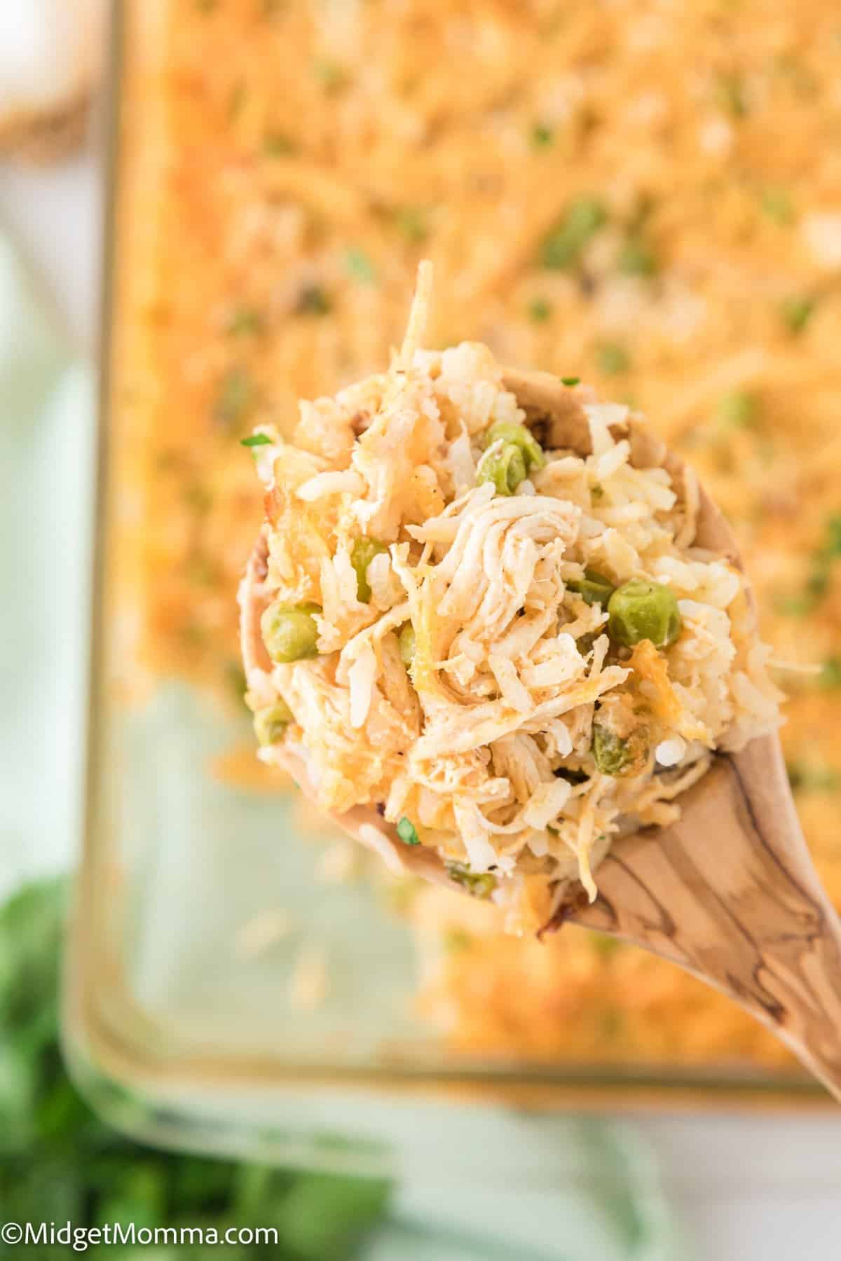 heaping spoonful of Chicken and Rice Casserole