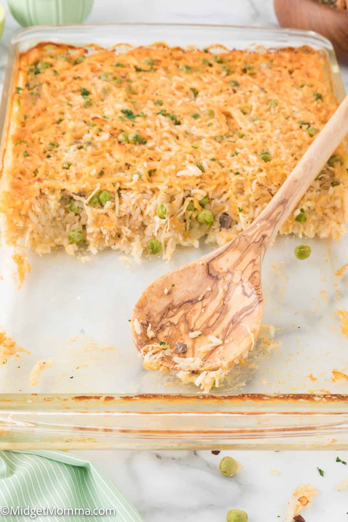 Chicken and Rice Casserole in a casserole dish