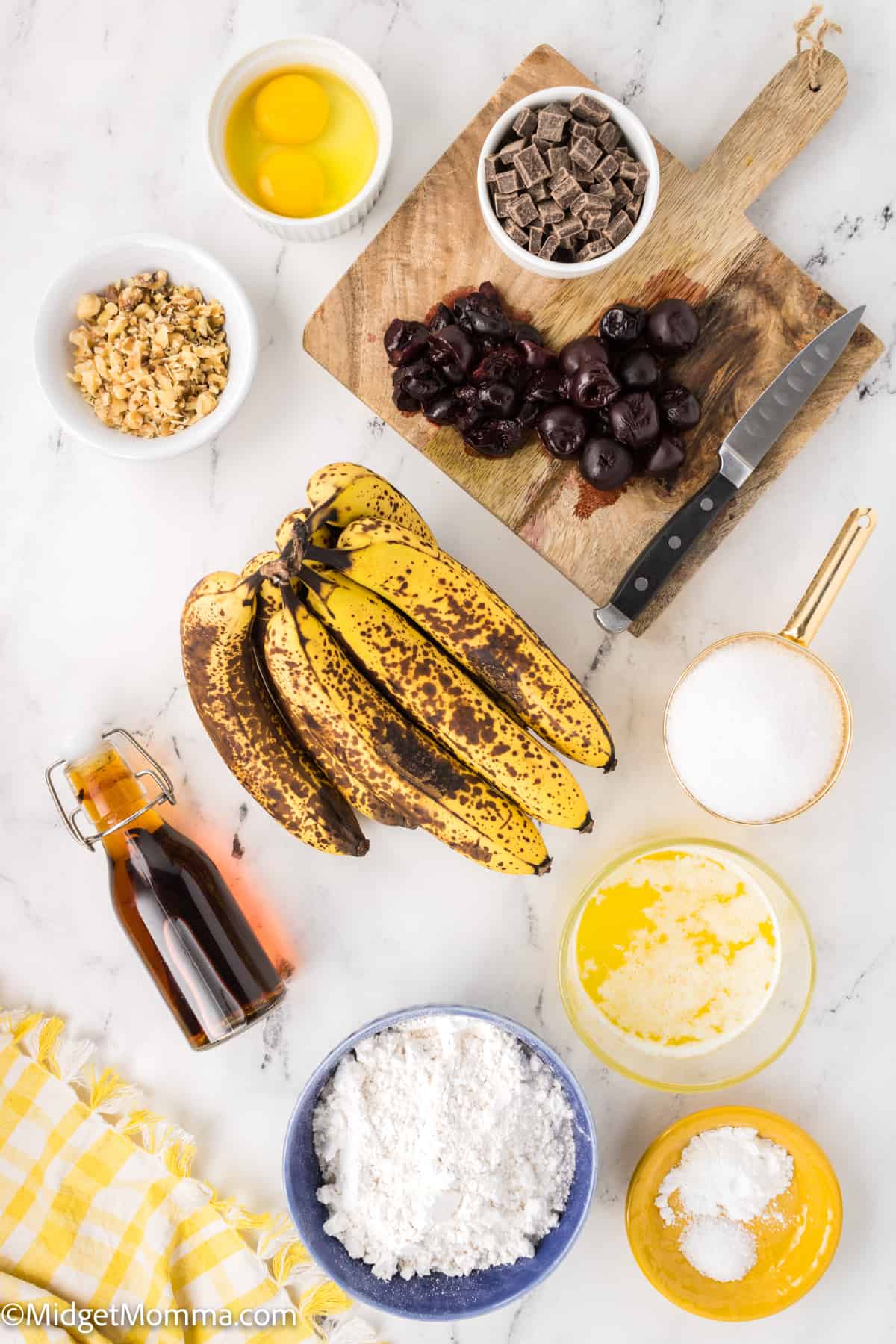 Chocolate Cherry Banana Bread ingredients