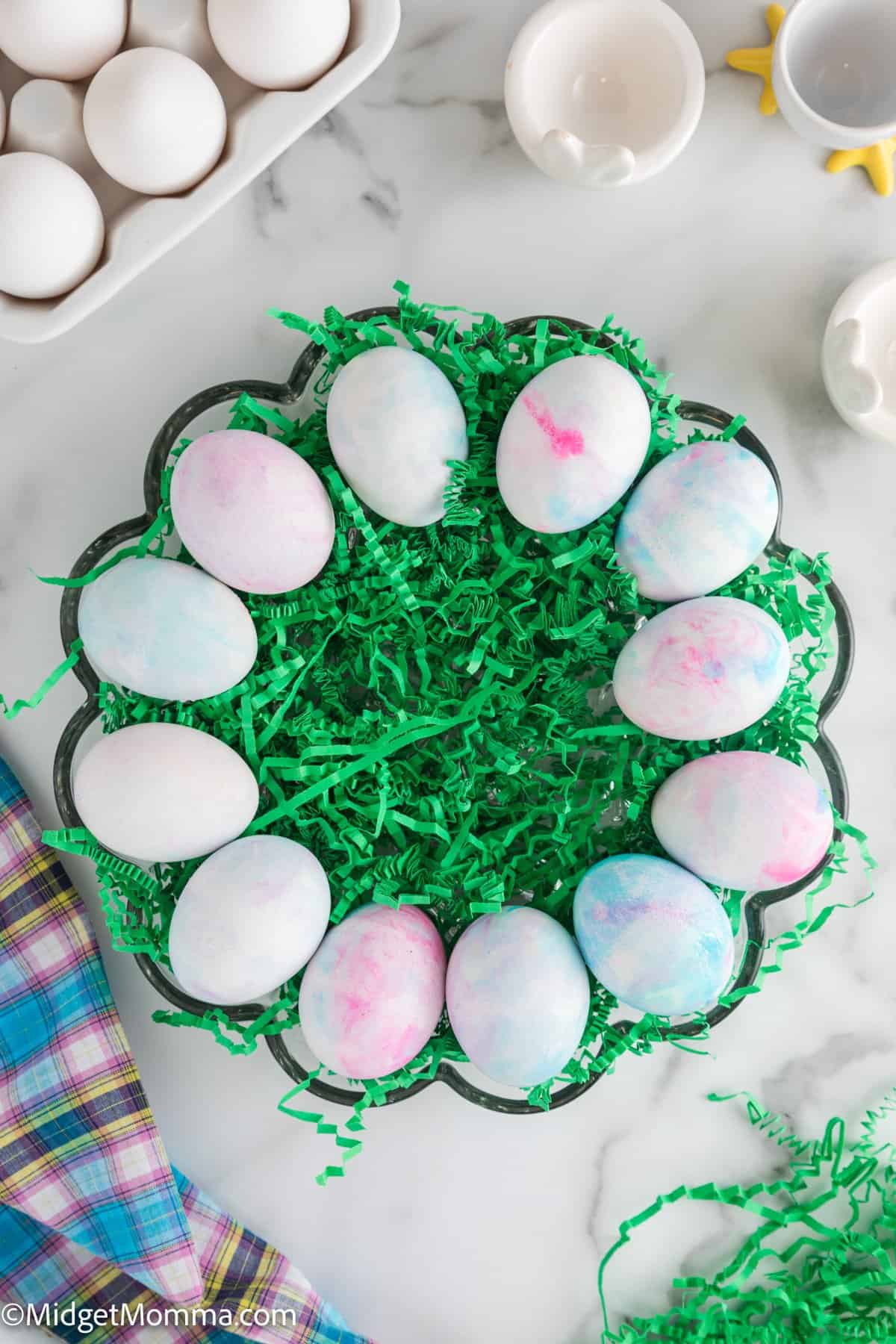 overhead photo of Cool Whip Dyed Easter Eggs