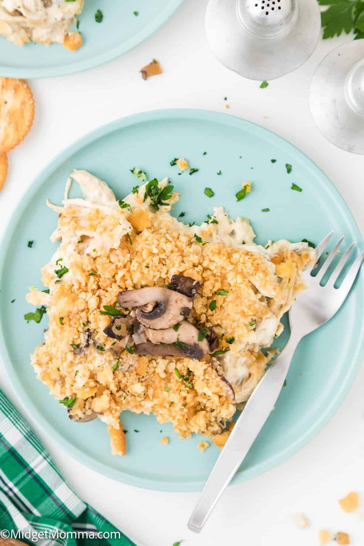 overhead photo of Creamy Million Dollar Chicken Casserole Recipe