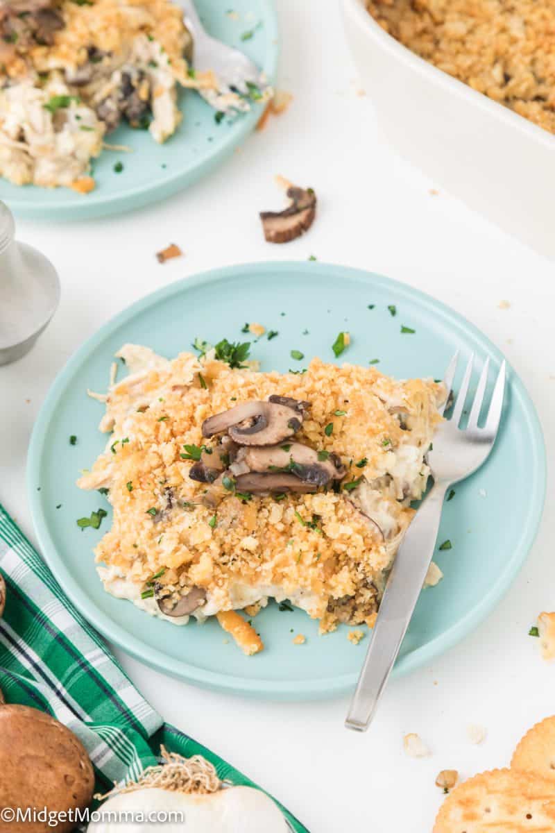 overhead photo of Creamy Million Dollar Chicken Casserole Recipe