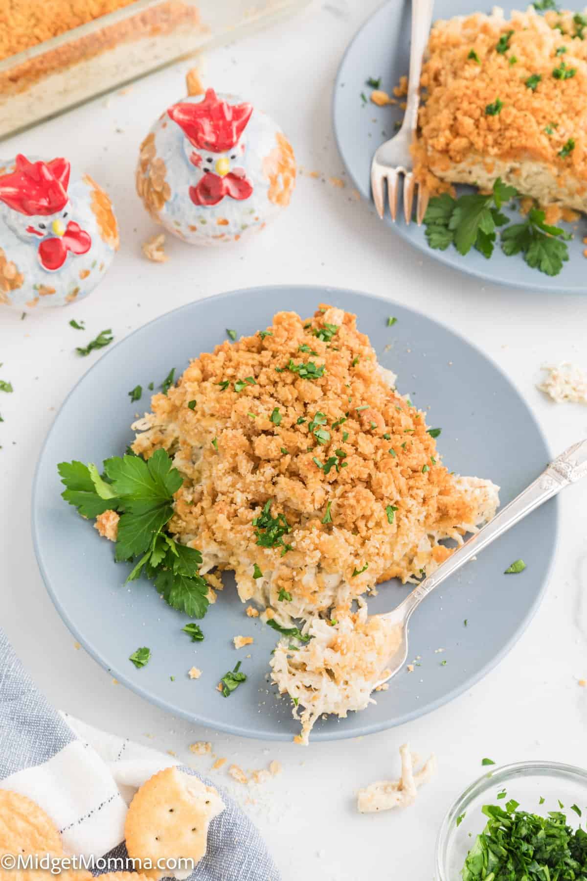  Ritz Cracker Chicken Casserole recipe serving on a plate