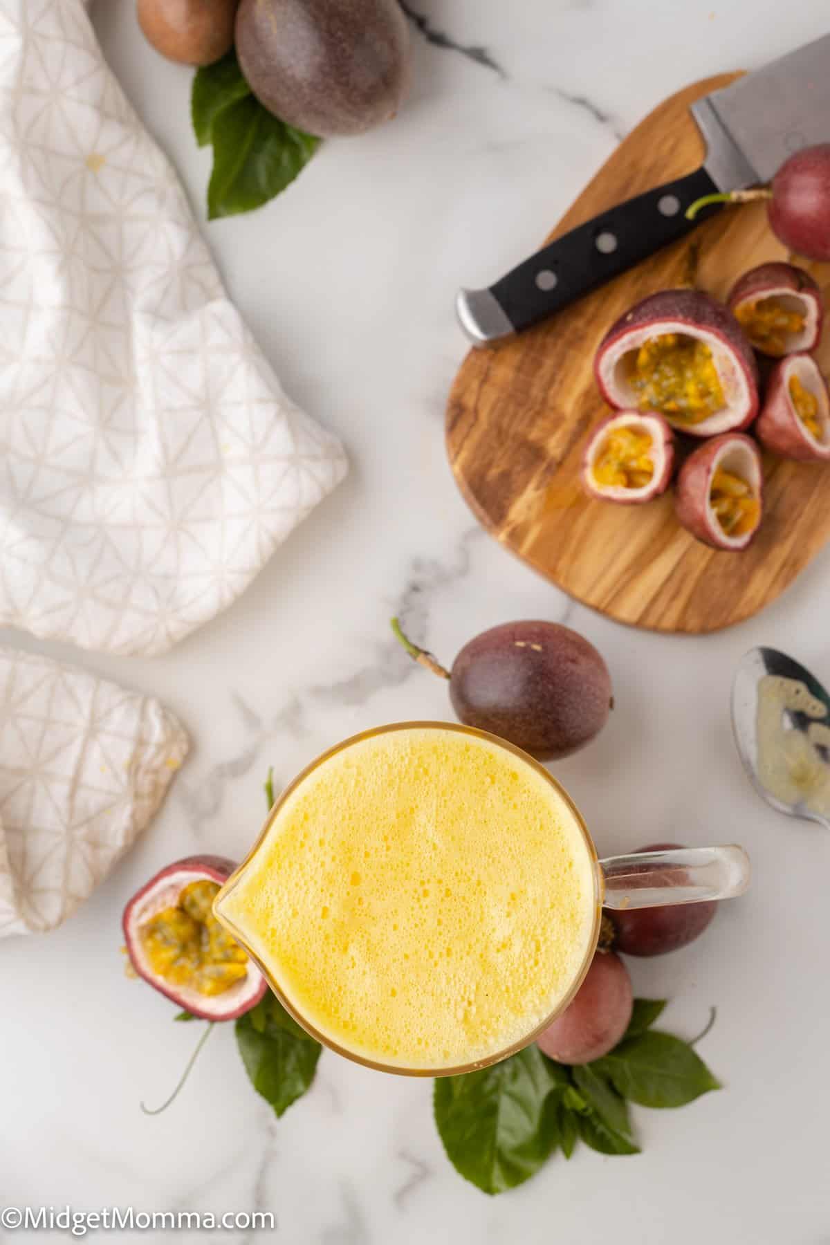 overhead photo a pitcher of  Passion Fruit Juice