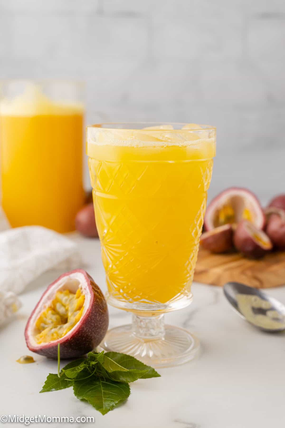 side view of a glass of Passion Fruit Juice