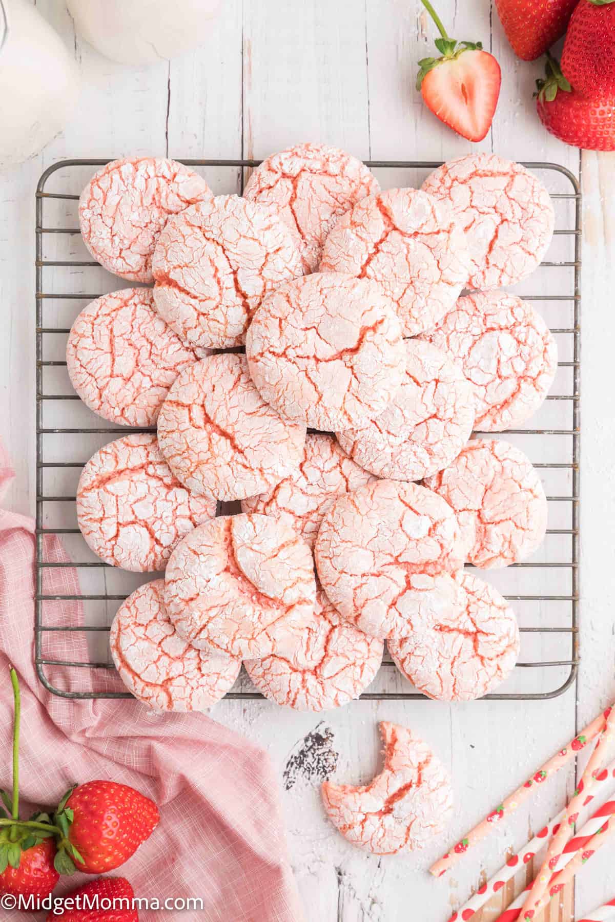 pile of Strawberry Cake Mix Cookies 