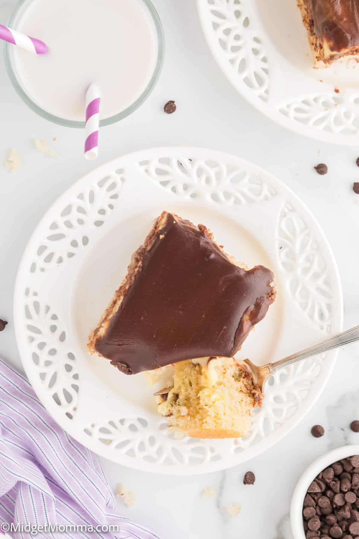 overhead photo of Boston Cream Pie Poke Cake