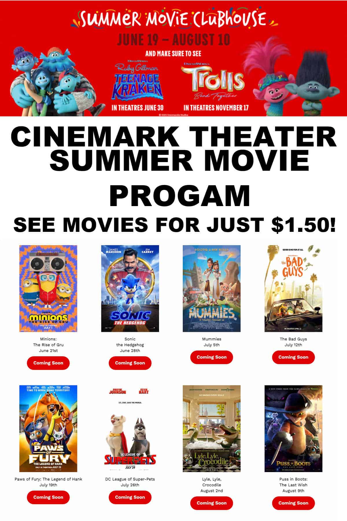 Cinemark theater summer program