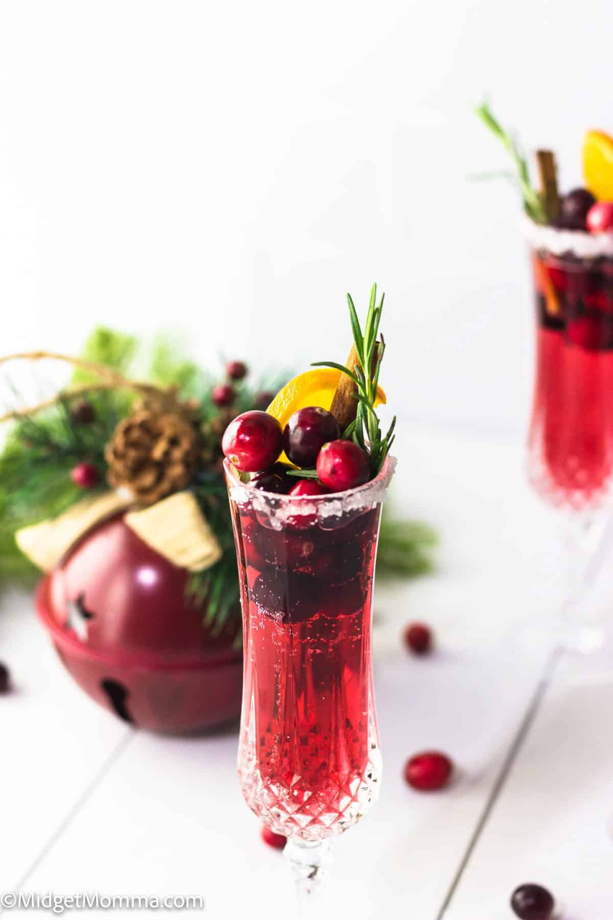 close up photo of Cranberry mimosa drink recipe