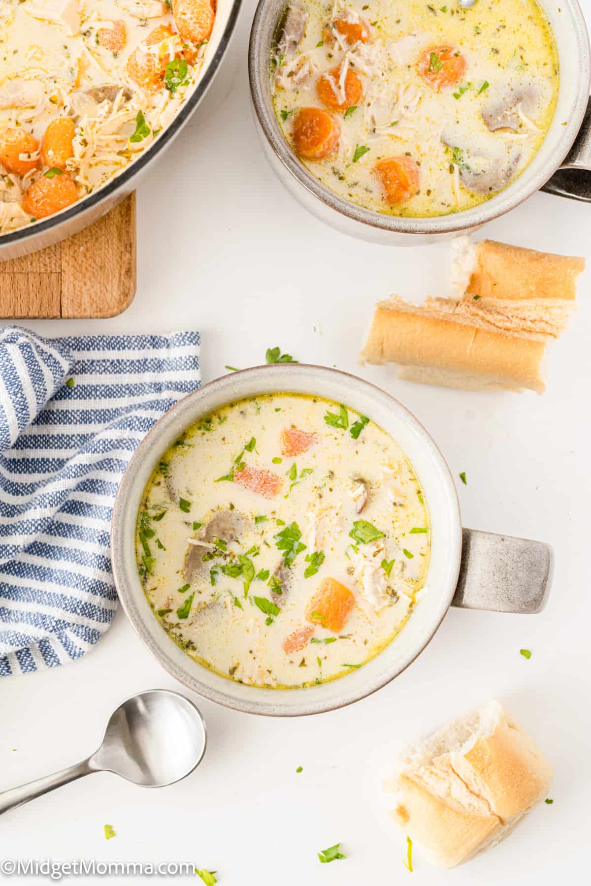 Creamy Chicken and Mushroom Soup in a bowl