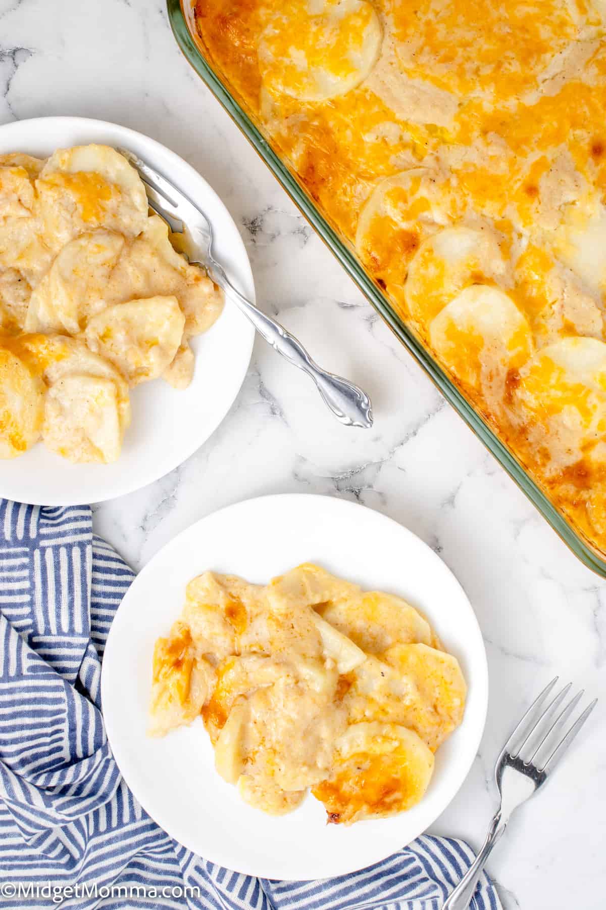 Creamy Scalloped Potatoes with Cheese on a plate