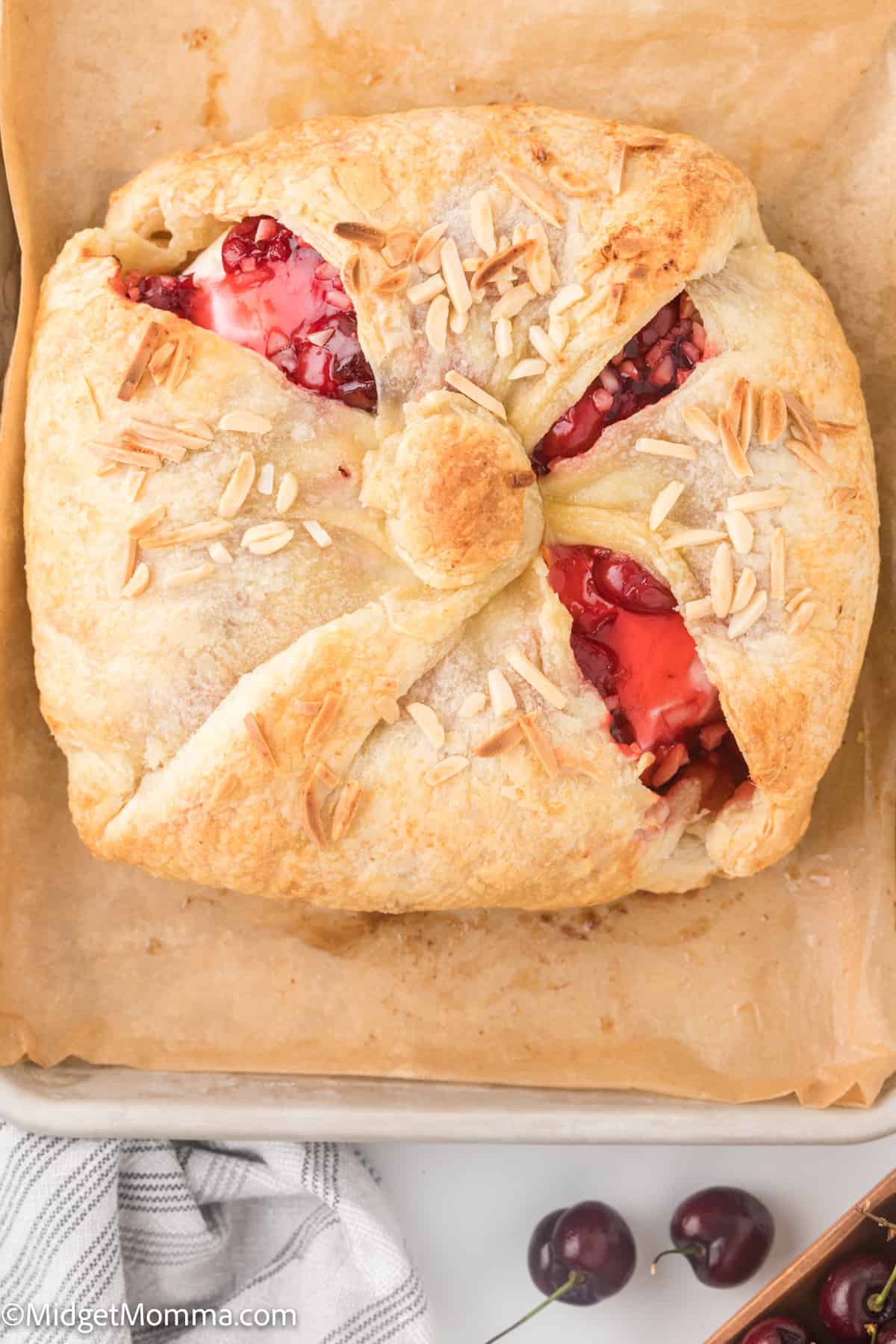 overhead photo of Cherry Baked Brie Recipe