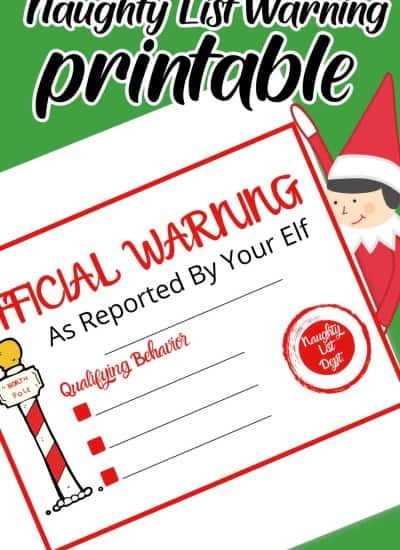 Elf on the Shelf Naughty List Warning Printable