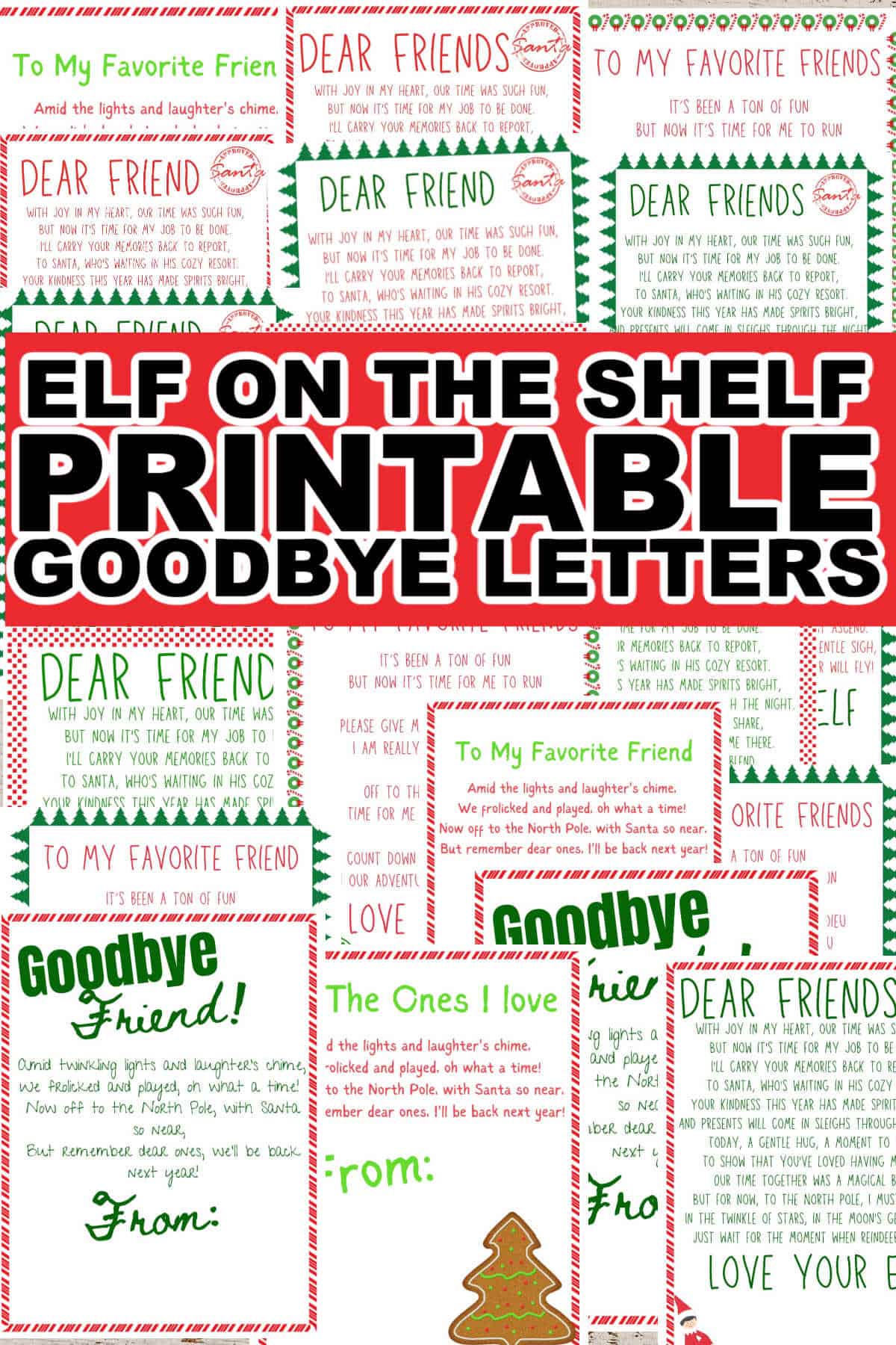 Elf on the Shelf Goodbye letter printables