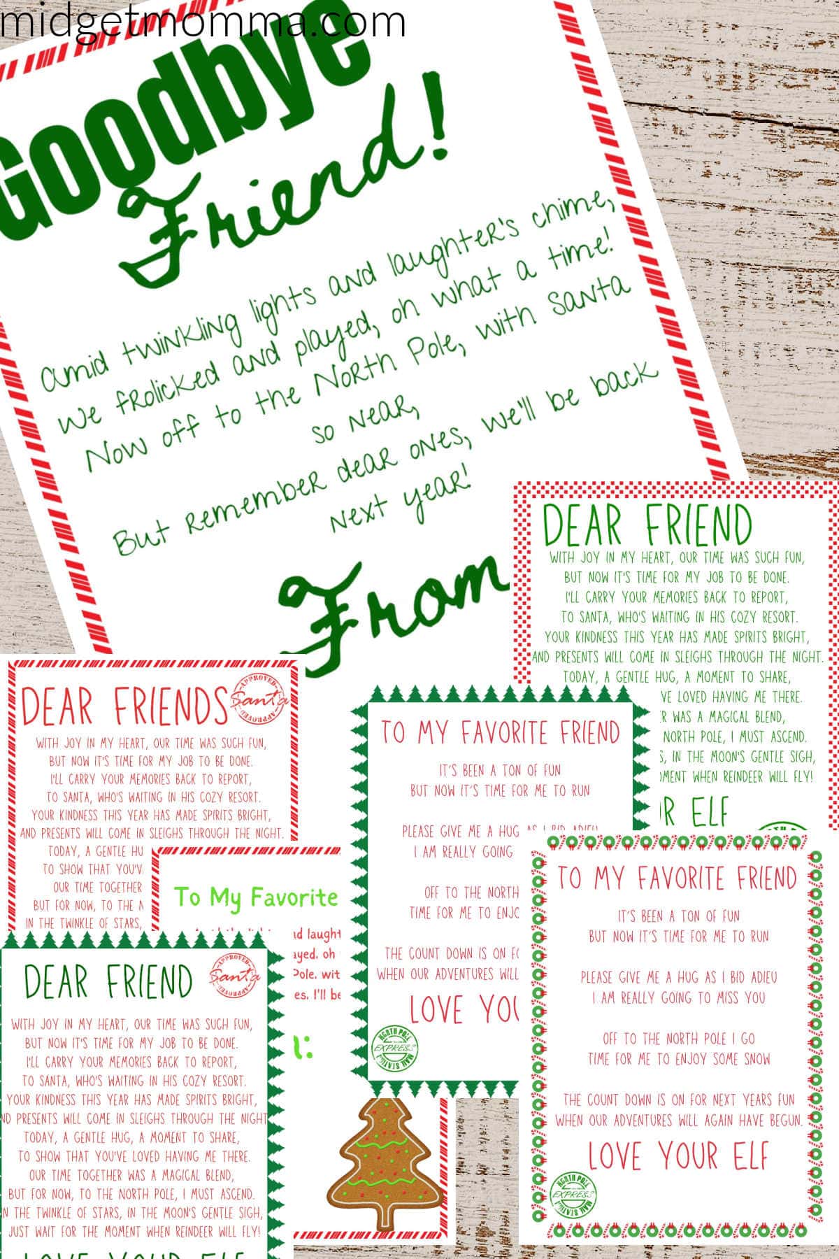 Elf on the Shelf Goodbye letter printable