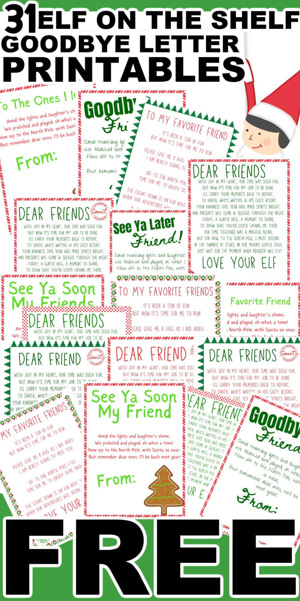31 FREE Elf on the Shelf Goodbye Letter Printables