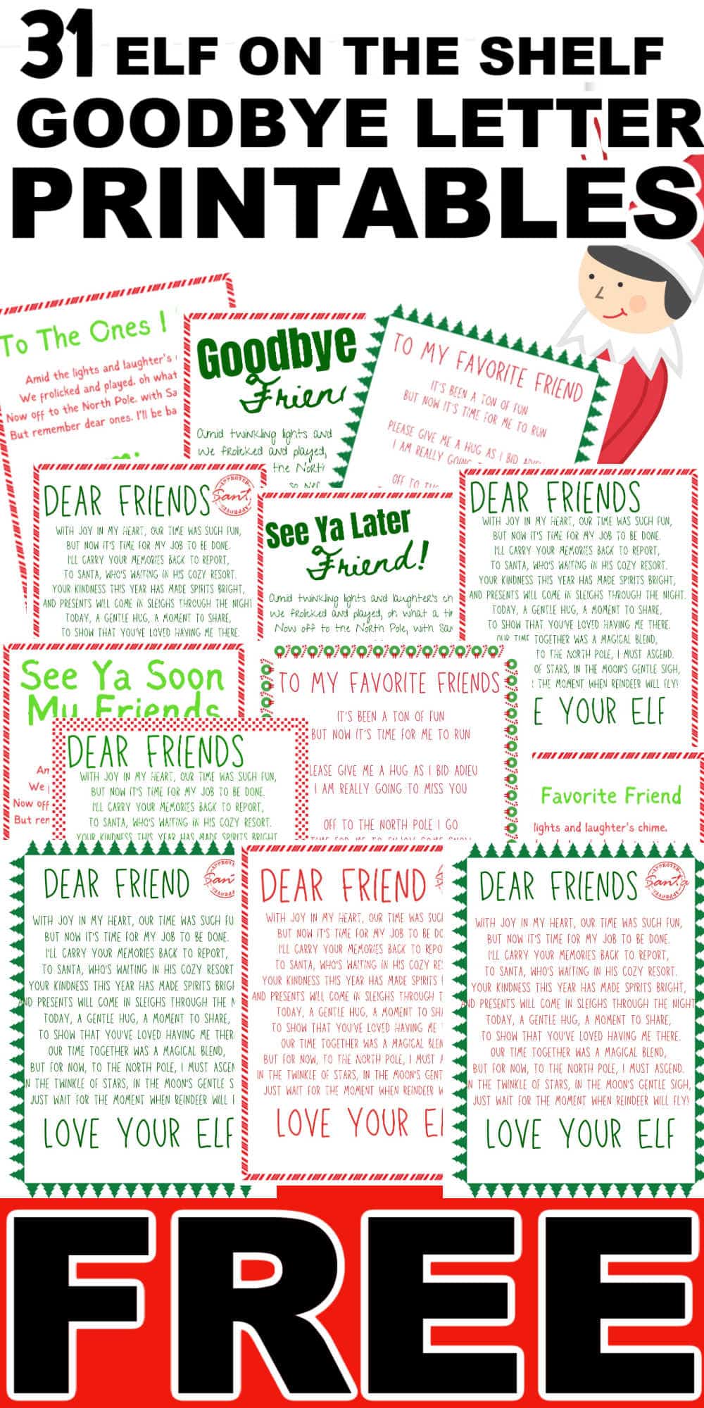 31 FREE Elf on the Shelf Goodbye Letter Printables