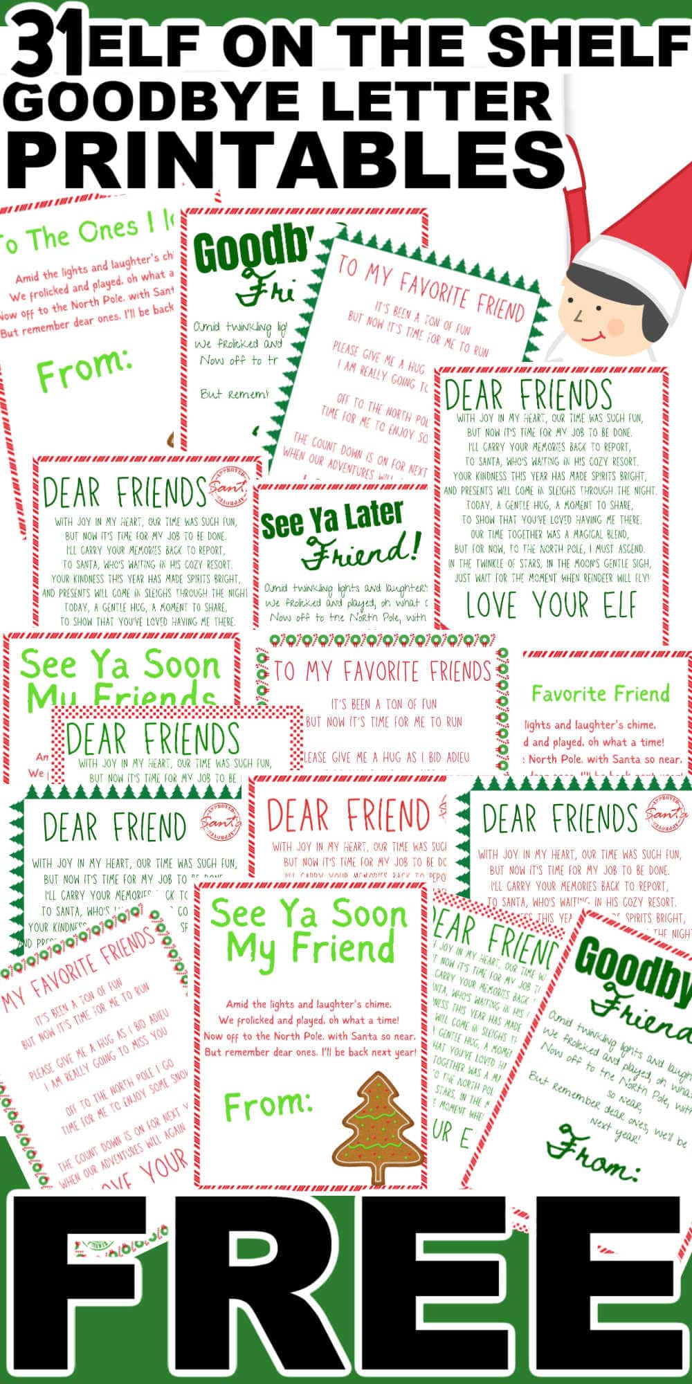31 FREE Elf on the Shelf Goodbye Letter Printables
