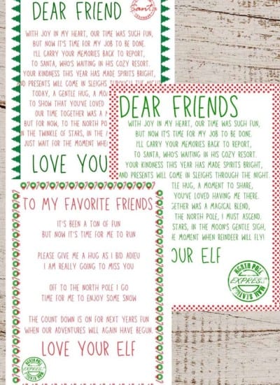 Elf on the Shelf Goodbye letter printable