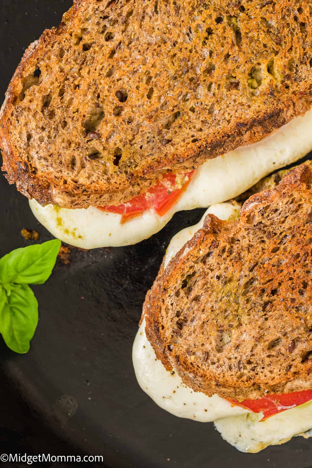 over head photo of Caprese Grilled Cheese Sandwich Recipe