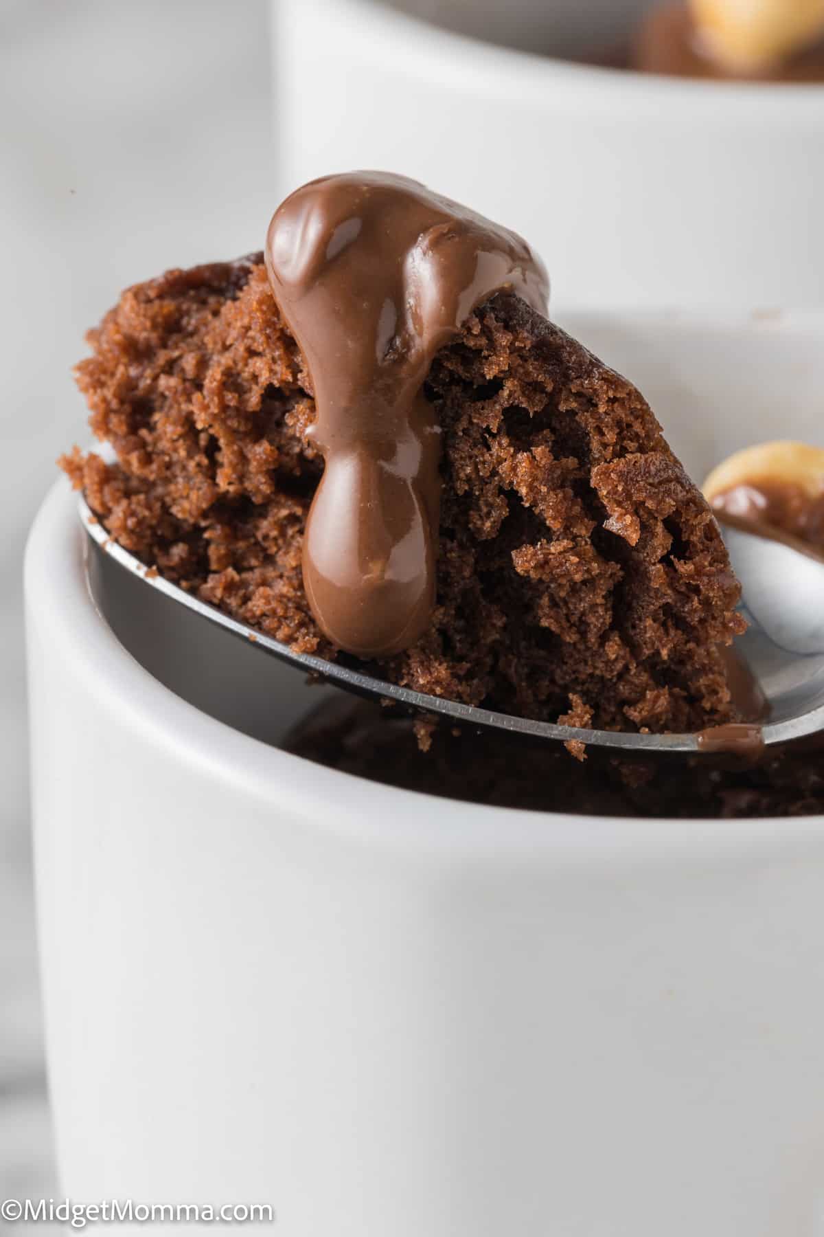 close up photo of a spoonful of Nutella Mug Cake