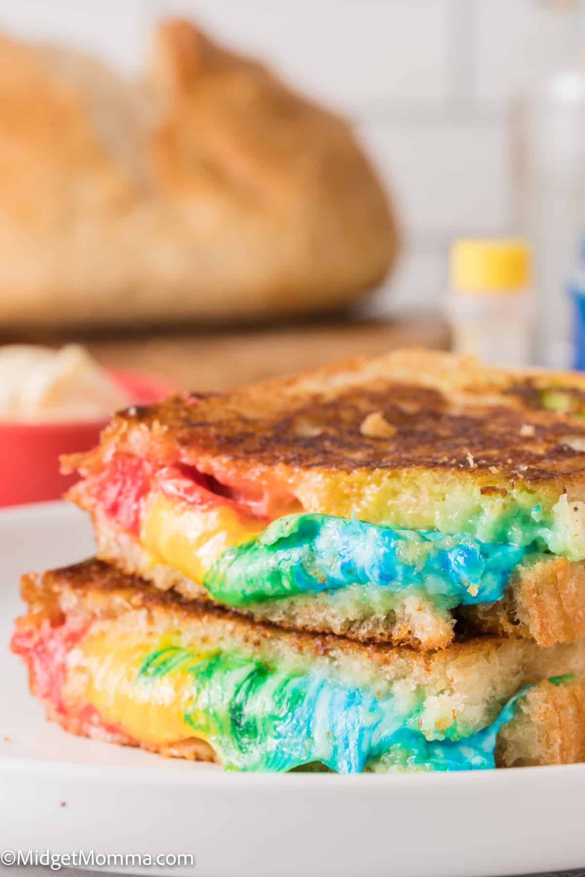 close up of Rainbow Grilled Cheese Sandwich