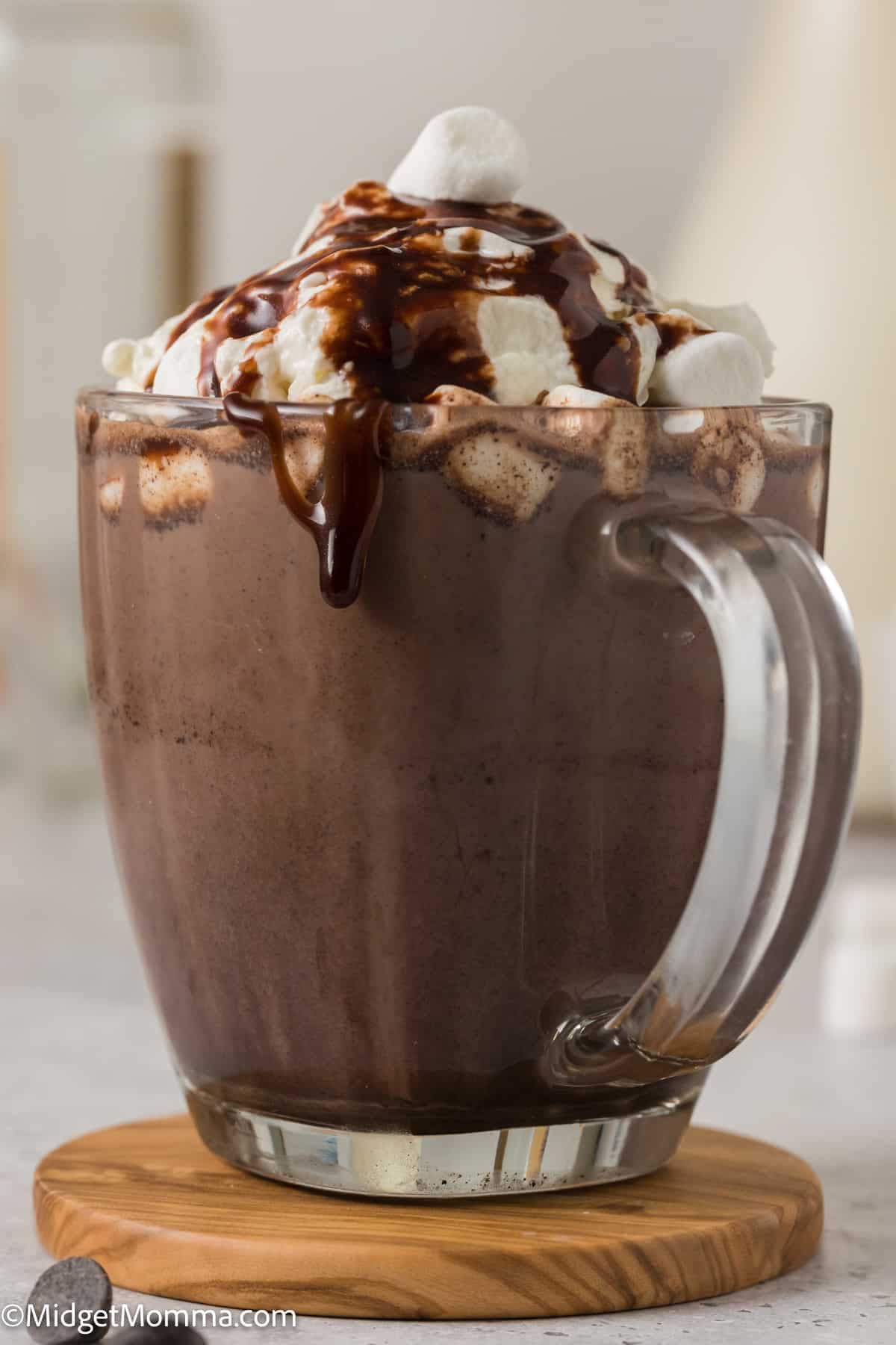 side view of Boozy Hot Chocolate in a mug 