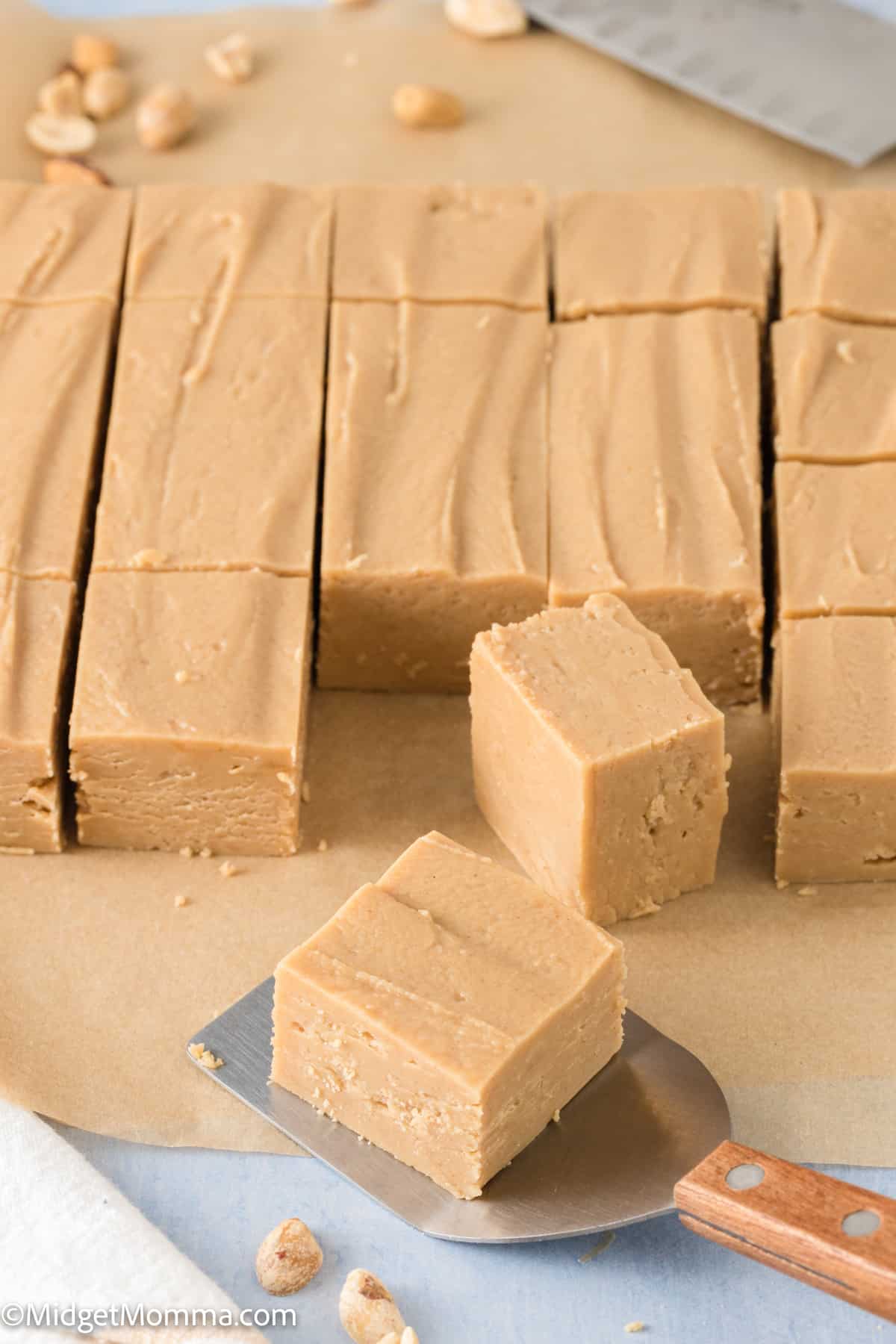 squares of 2 Ingredient Peanut Butter Microwave Fudge