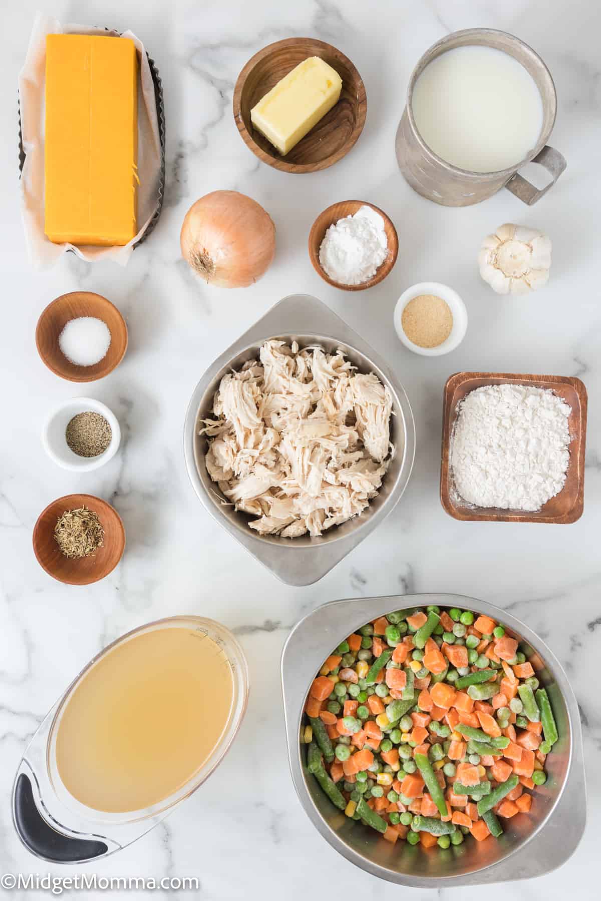 Easy Chicken Pot Pie Casserole with Cheddar Drop Biscuit Topping ingredients