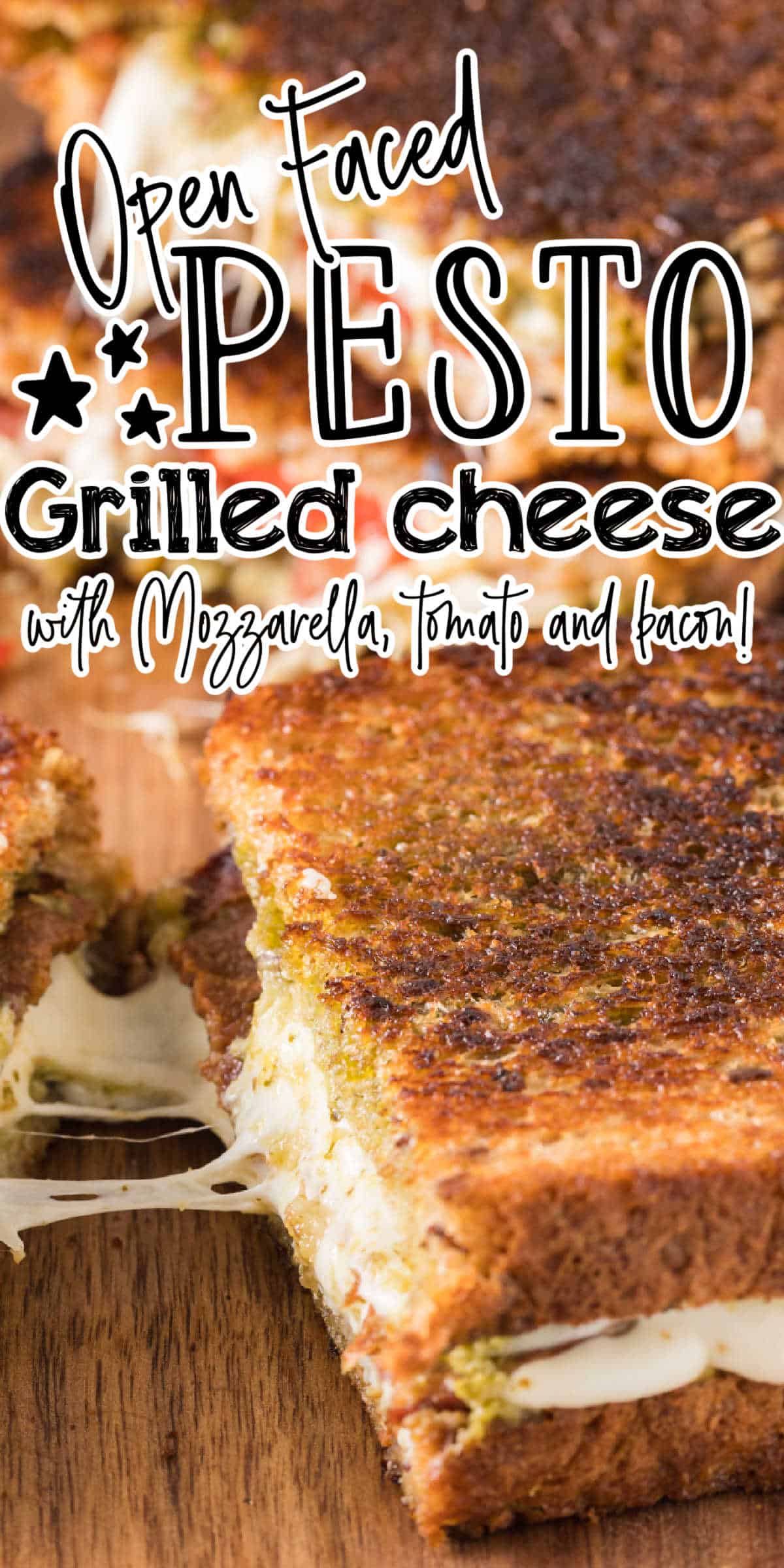 Pesto Grilled Cheese Sandwich Recipe with Mozzarella and Bacon