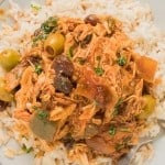 close up photo of Slow Cooker Cuban Style Chicken Fricassee