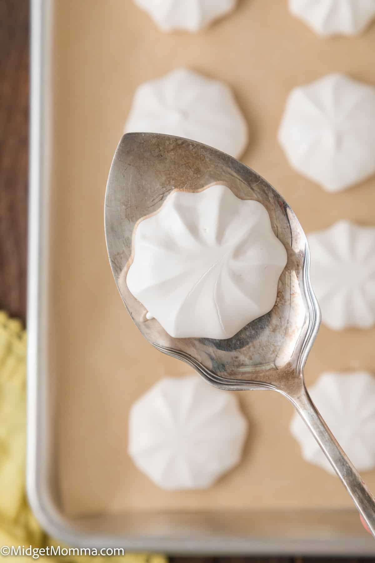 Vanilla Meringue Cookie on a serving spatula