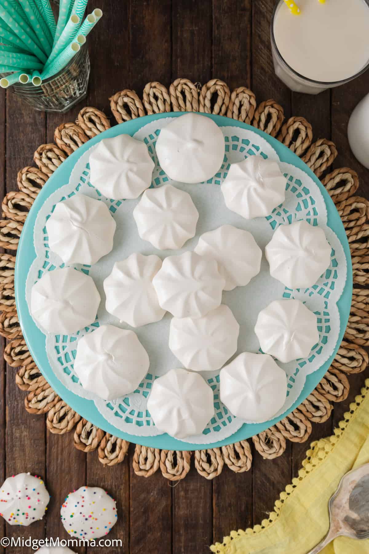 vanilla meringue cookies on a plate