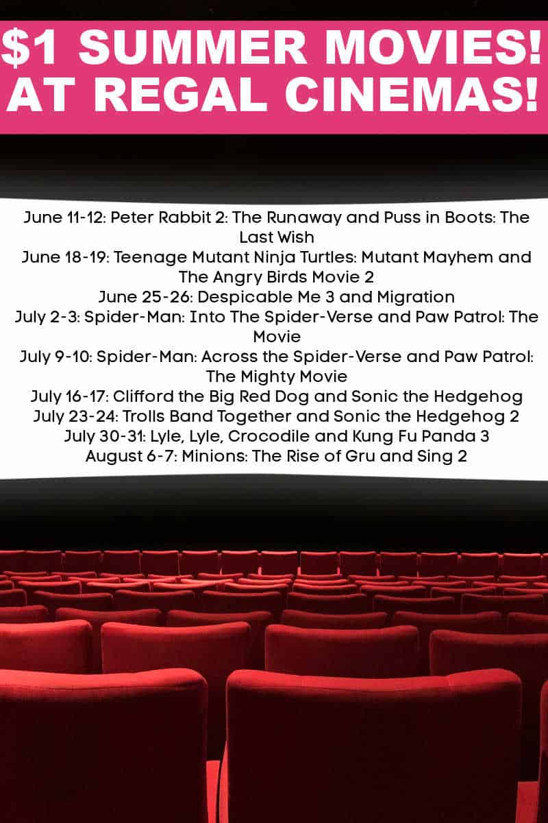 Summer movie program at Regal Schedule 
