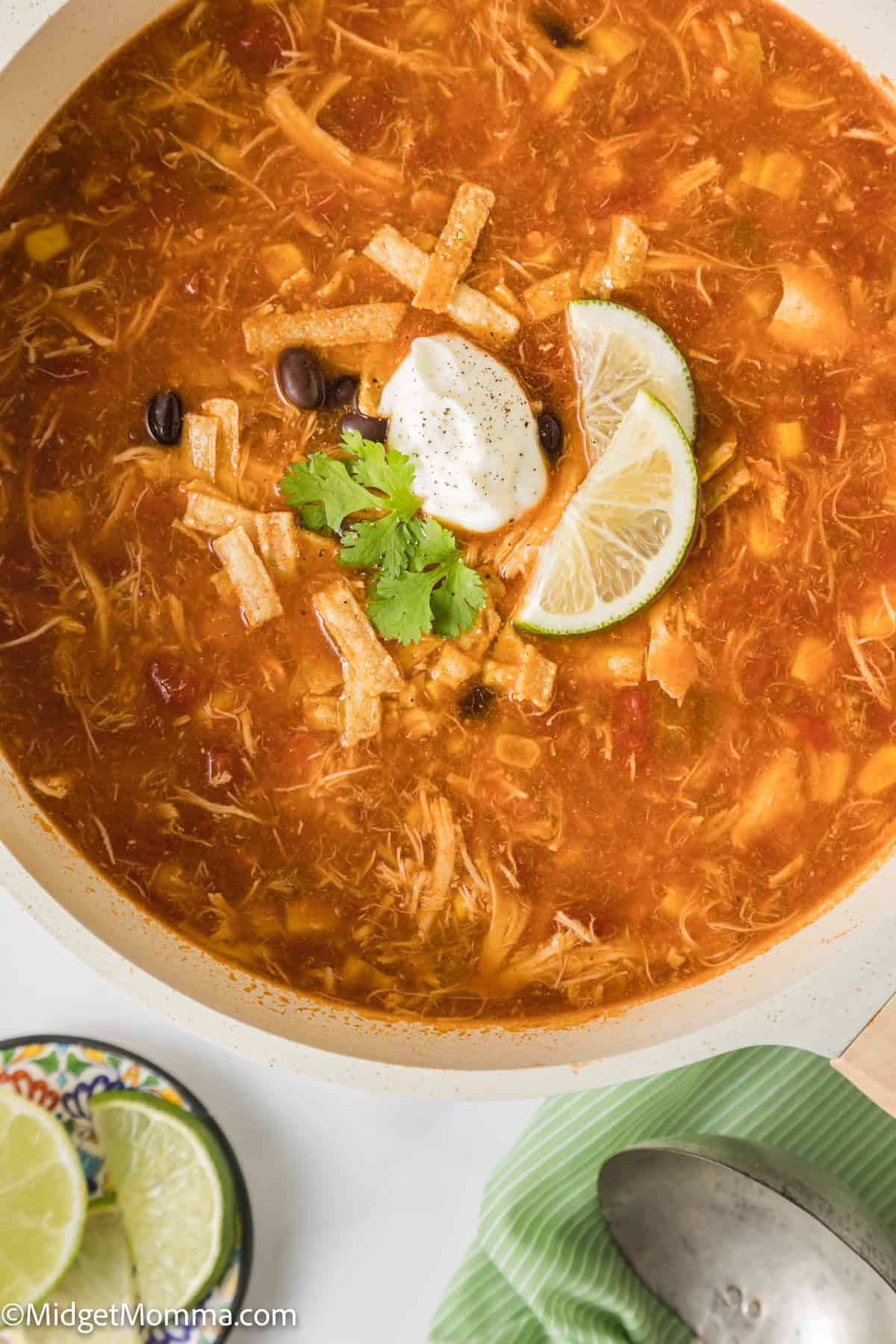 Large pot of Chicken Tortilla Soup