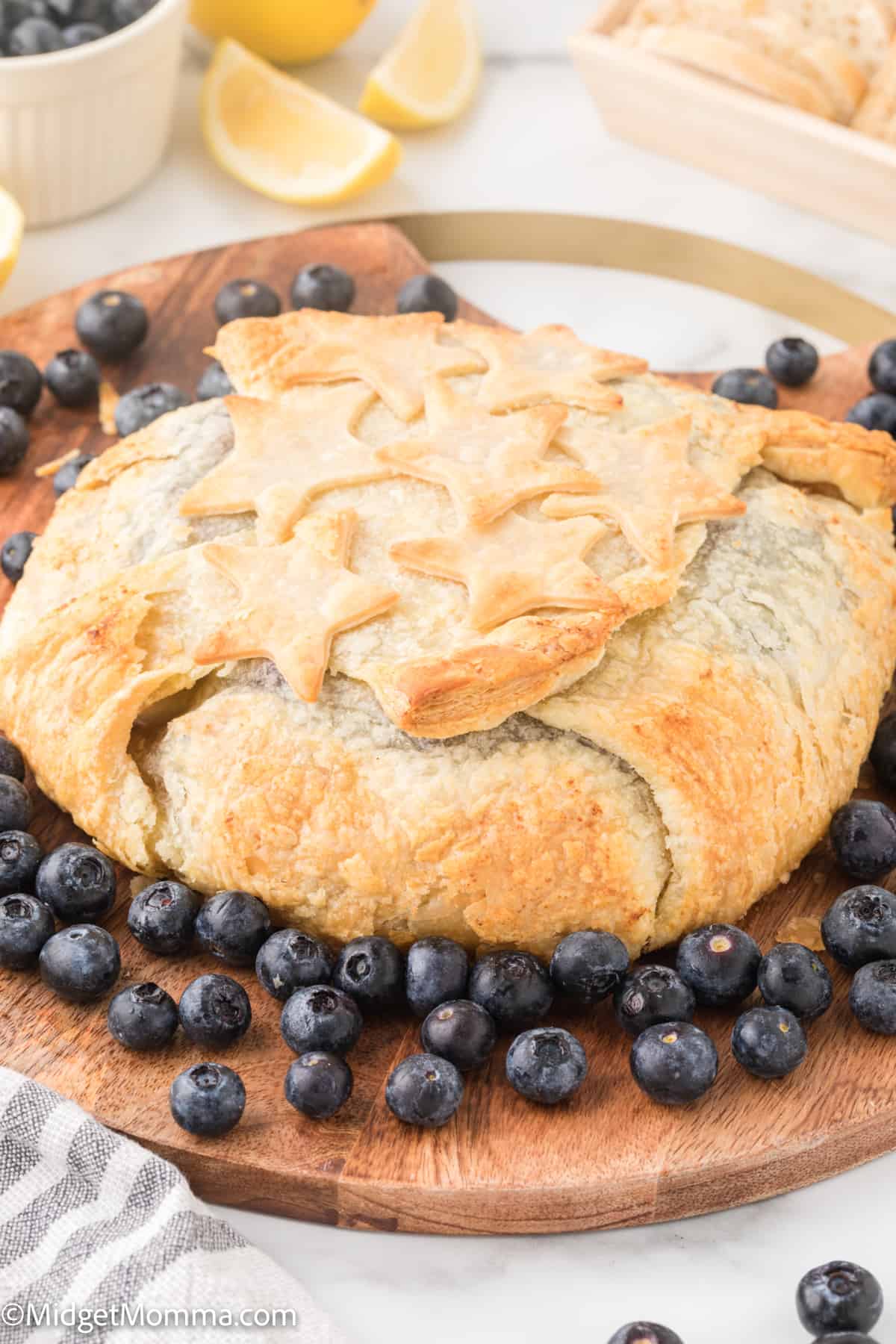 Baked Brie in Puff Pastry with Blueberry Pie Filling