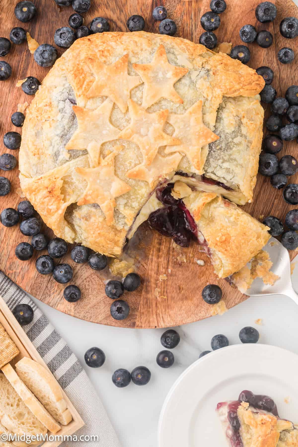 Baked Brie in Puff Pastry with Blueberry Pie Filling