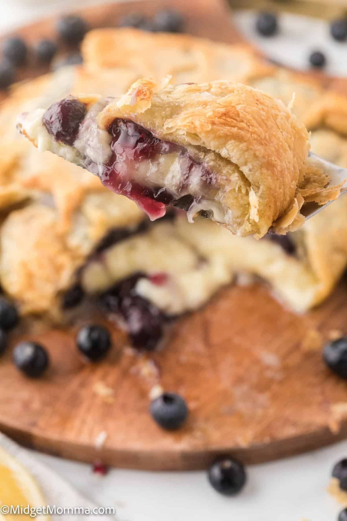 close up photo of blueberry bakes brie 