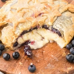 Baked Brie in Puff Pastry with Blueberry Pie Filling