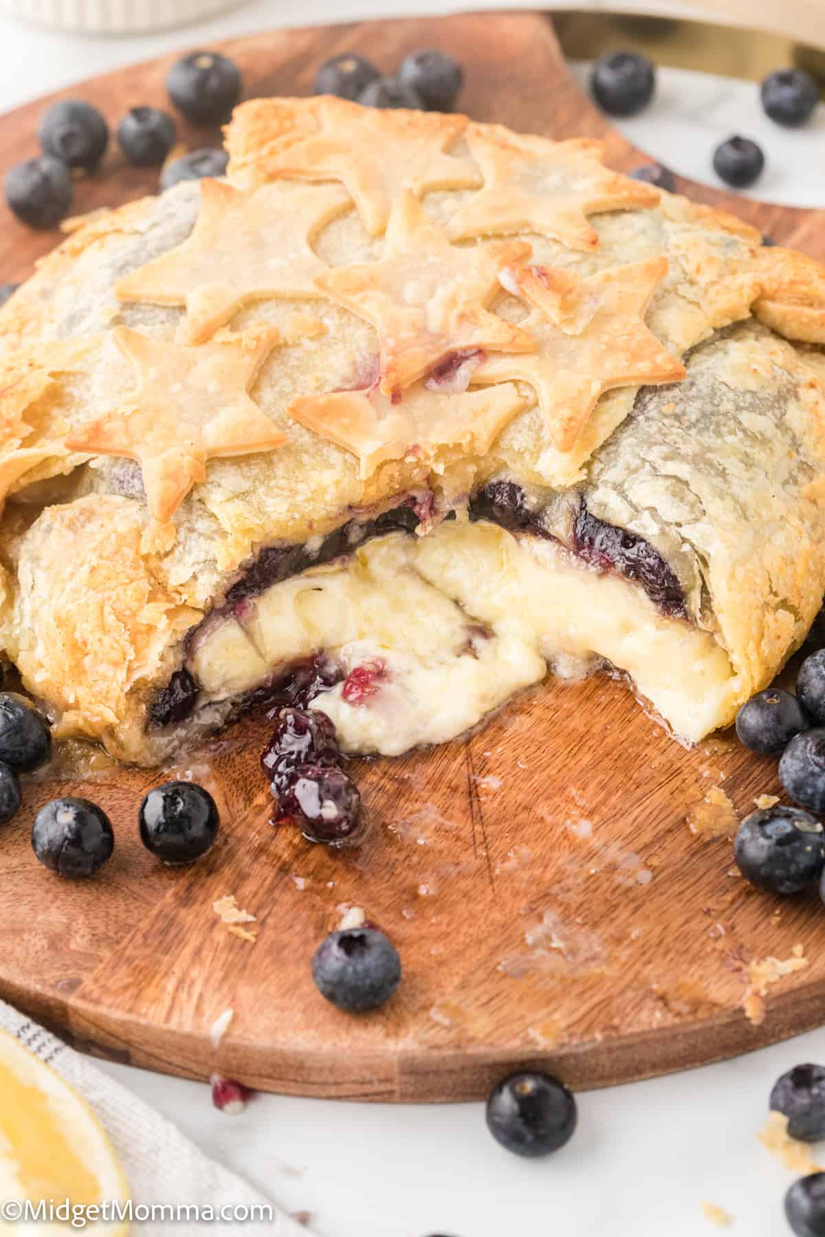 Baked Brie in Puff Pastry with Blueberry Pie Filling