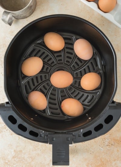 raw eggs in air fryer basket