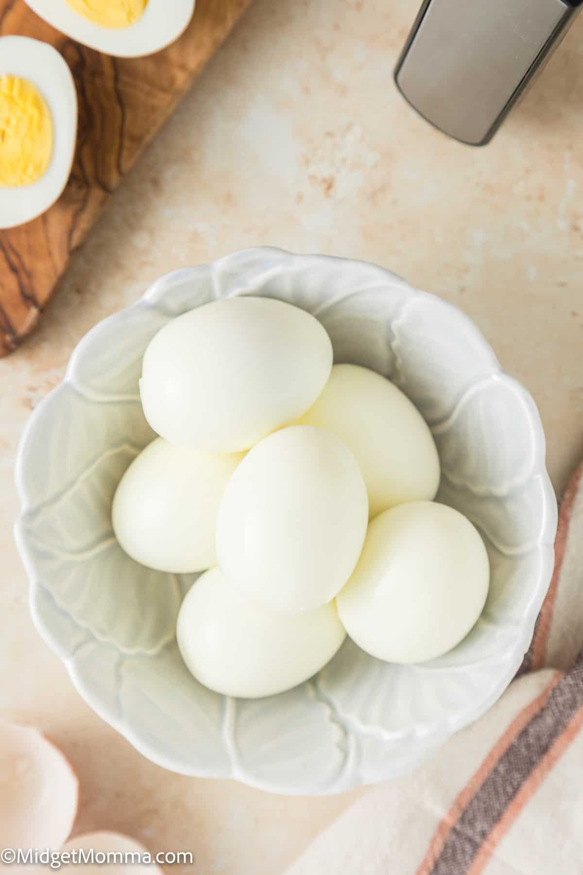 bowl of Air Fryer Eggs - Hard boiled Eggs and Soft-Boiled Eggs