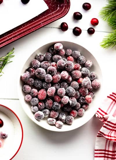 overhead photo of Sugared Cranberries Recipe