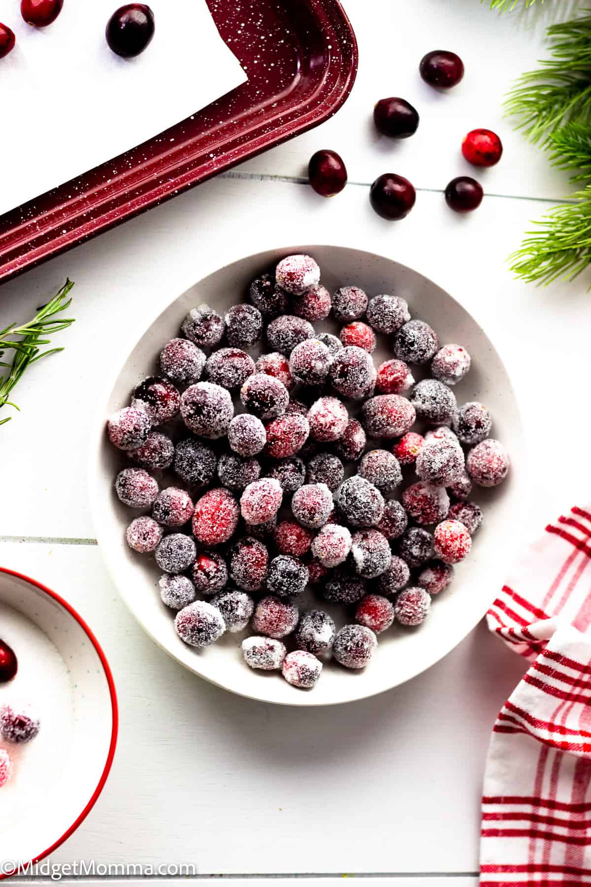 overhead photo of Sugared Cranberries Recipe