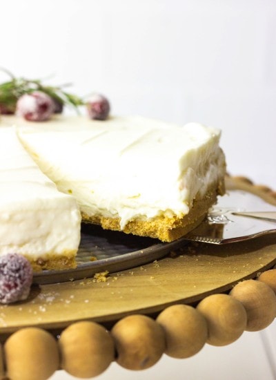 slice of Vanilla No Bake Cheesecake