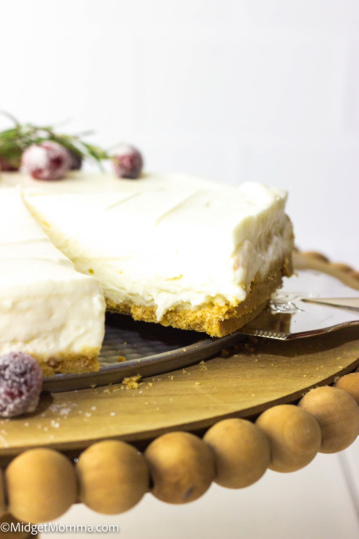 slice of Vanilla No Bake Cheesecake