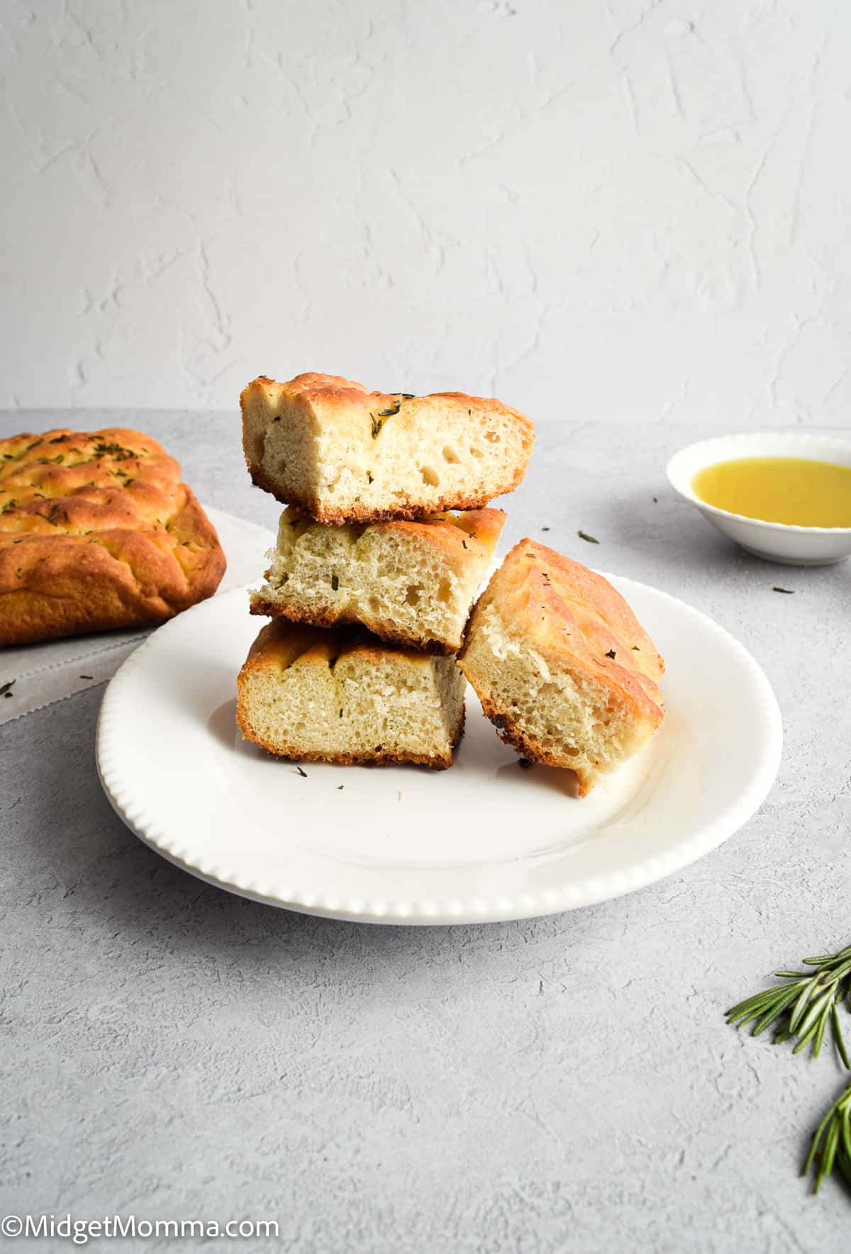 pieces of Easy Focaccia Bread on a plate